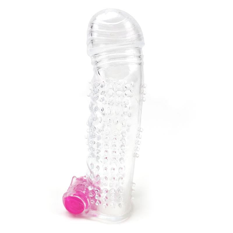 Reusable Textured Penis Sleeve with Vibration Bullet Clear Sirr