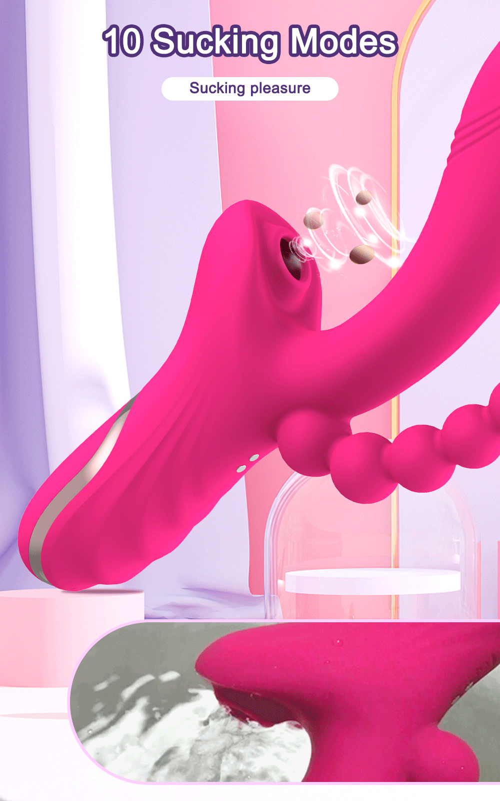 THE HIP SHAKER ORGASMER -3 IN 1 SILICONE VIBRATOR, triple stimulation, Waterproof, Dildo Vibrator Sirr