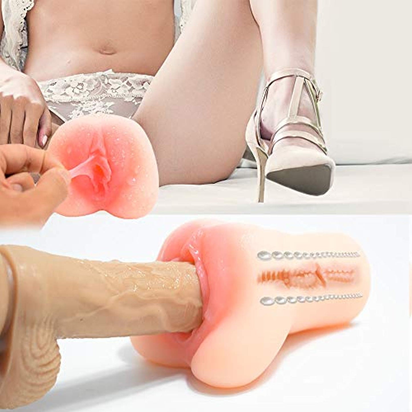 Sirrshop Pocket Vagina - Pink Pussy Toy, Built-in Stimulation Pearls Sirr