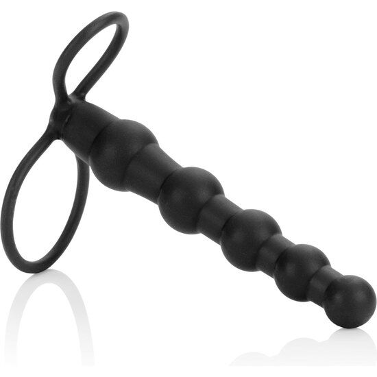 CALEX BEADED DUAL PENETRATOR, Vibrating, Black, Body safe Silicone, double penetrator Sirr