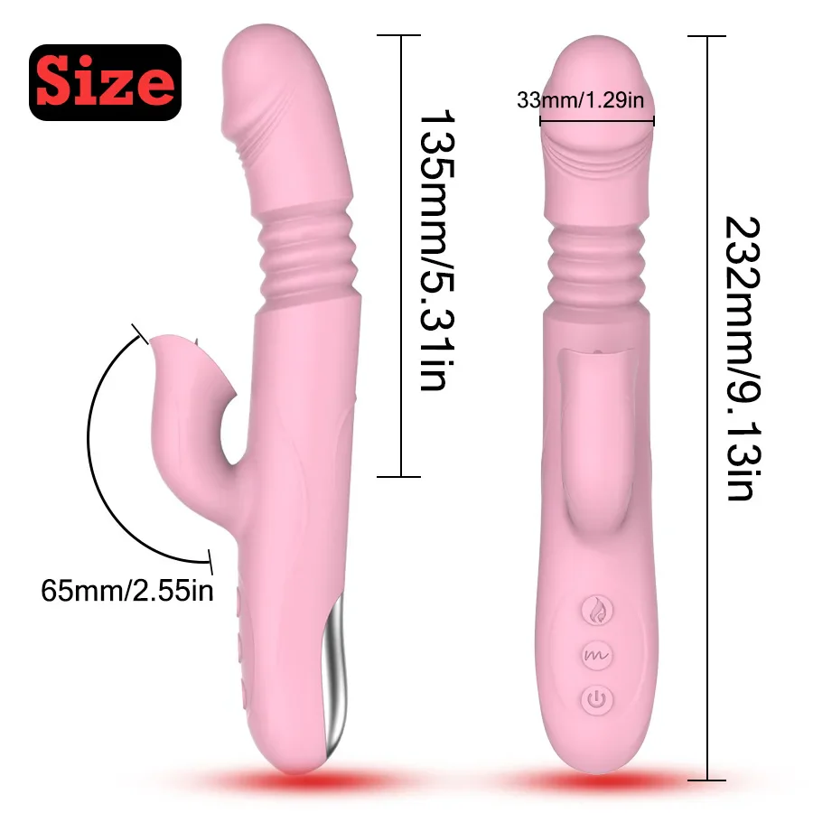 Sirrshop Thrusting Heating Vibrator, Rechargeable, Remote controlled, Dual Vibration Stimulation