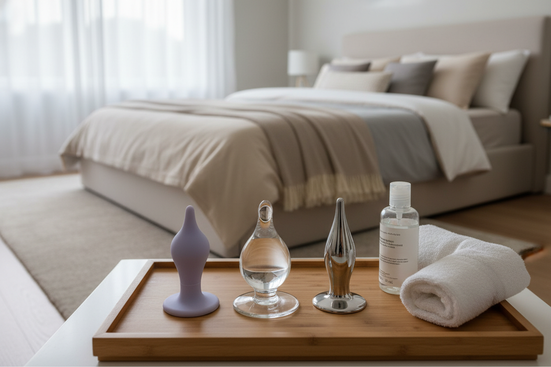 Beginner’s guide to butt plugs featuring different sizes, materials, and safety essentials for comfortable exploration