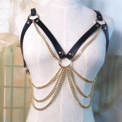 Sirrshop Handmade Rib Cage Harness, Gothic, Chains, Choker ,Adjustable, One size Sirr