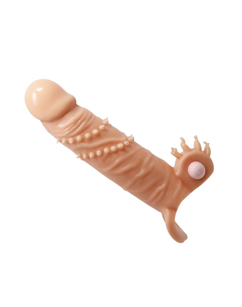 PRETTY LOVE - CONNOR - PENIS SLEEVE VIBRATOR WITH CLITORAL STIMULATOR - NUDE