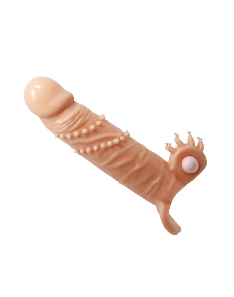 PRETTY LOVE  CONNOR PENIS SLEEVE - VIBRATOR WITH CLITORAL STIMULATOR - NUDE Sirr