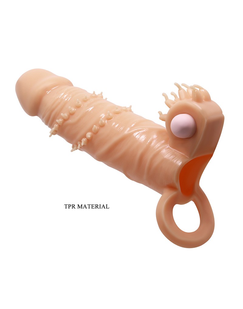 PRETTY LOVE  CONNOR PENIS SLEEVE - VIBRATOR WITH CLITORAL STIMULATOR - NUDE Sirr