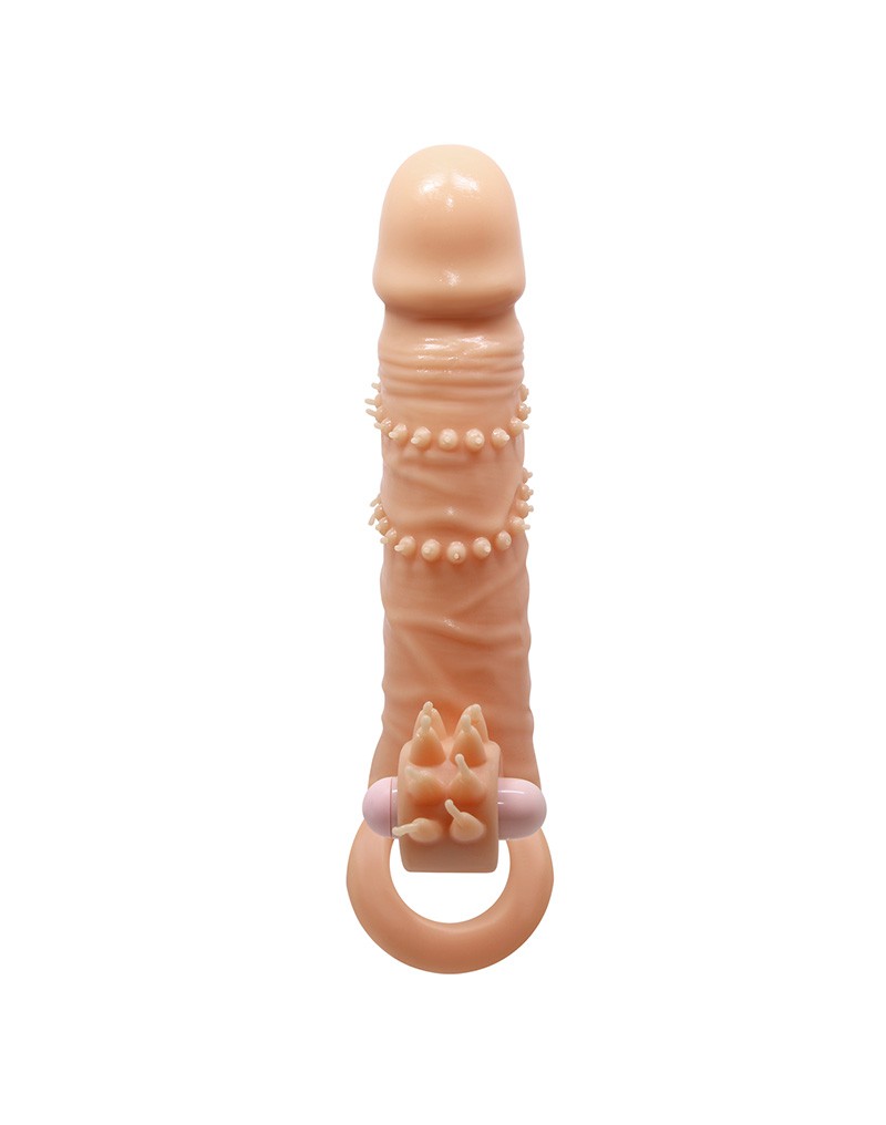 PRETTY LOVE  CONNOR PENIS SLEEVE - VIBRATOR WITH CLITORAL STIMULATOR - NUDE Sirr