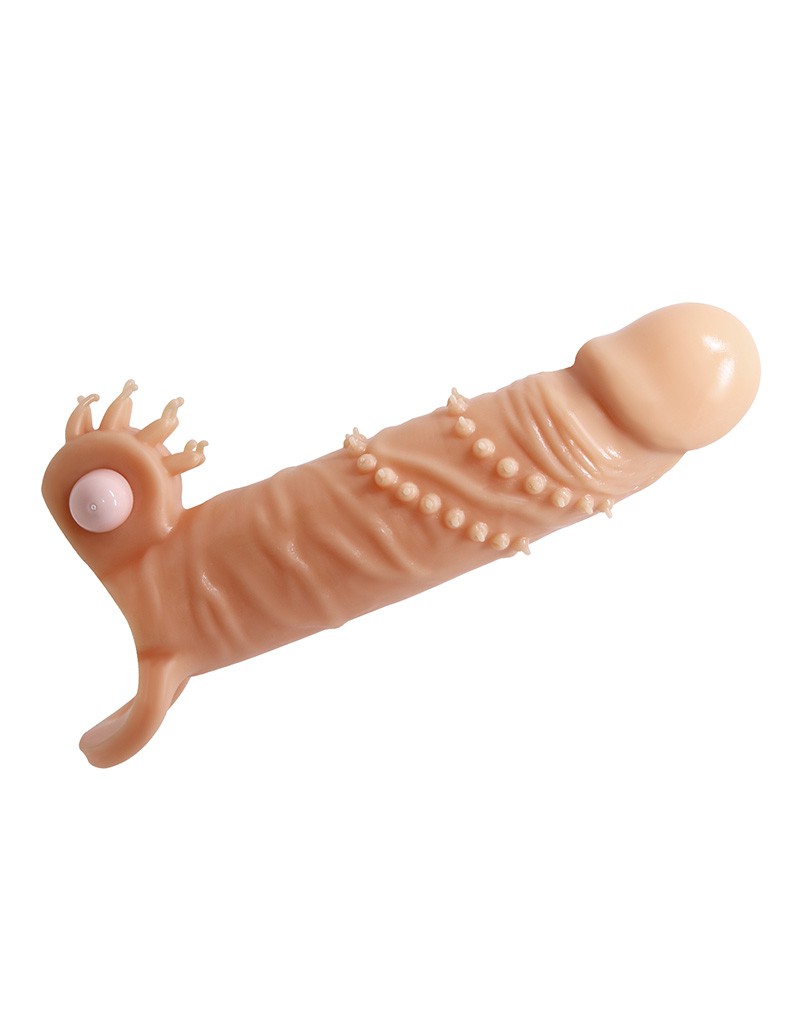 PRETTY LOVE  CONNOR PENIS SLEEVE - VIBRATOR WITH CLITORAL STIMULATOR - NUDE Sirr