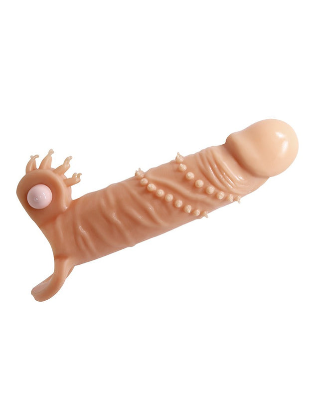 PRETTY LOVE  CONNOR PENIS SLEEVE - VIBRATOR WITH CLITORAL STIMULATOR - NUDE Sirr