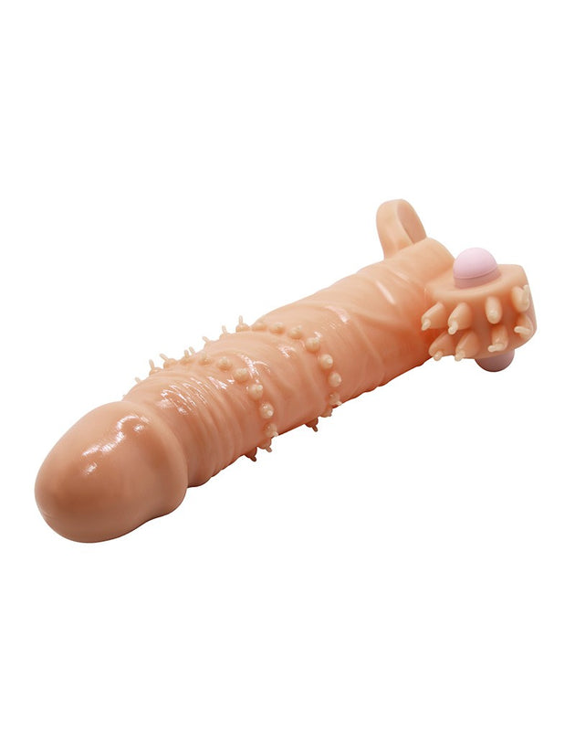 PRETTY LOVE  CONNOR PENIS SLEEVE - VIBRATOR WITH CLITORAL STIMULATOR - NUDE Sirr