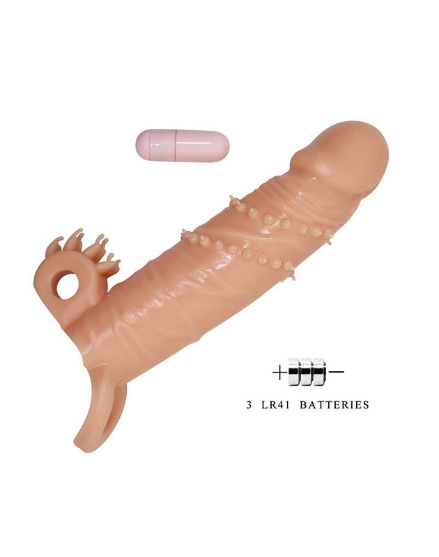 PRETTY LOVE  CONNOR PENIS SLEEVE - VIBRATOR WITH CLITORAL STIMULATOR - NUDE Sirr