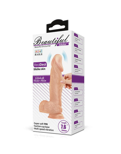 Pretty Love - Zebulon - Realistic Vibrating Dildo 19.4 cm - Nude+FREE STRAPON