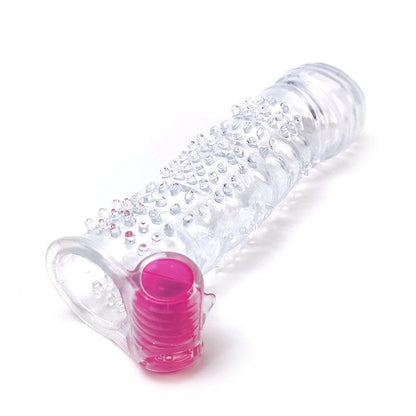 Reusable Textured Penis Sleeve with Vibration Bullet Clear