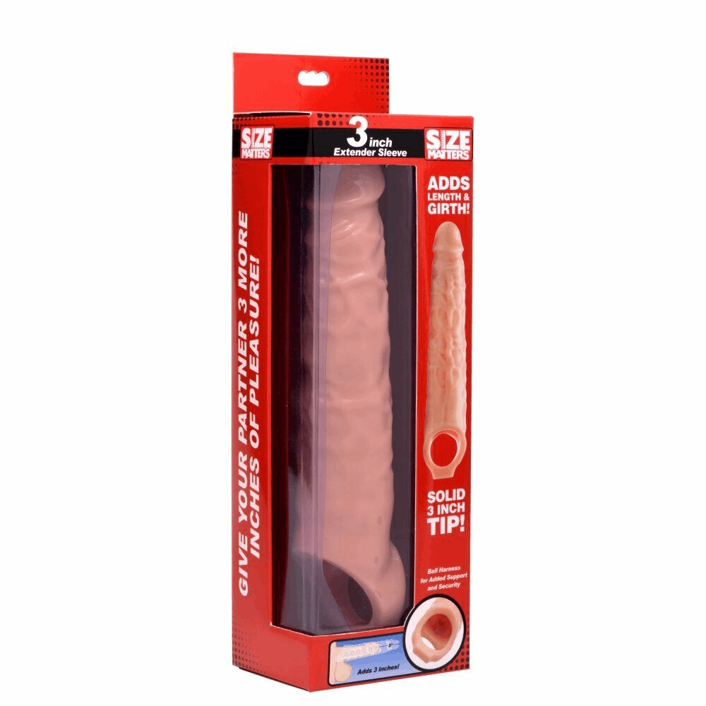 Size Matters Penis Sleeve- Reusable Condom and Penis Extender, Elastic, Realistic