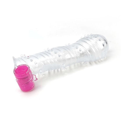 Reusable Textured Penis Sleeve with Vibration Bullet Clear