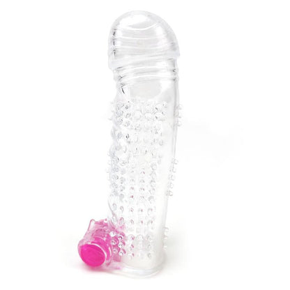 Reusable Textured Penis Sleeve with Vibration Bullet Clear