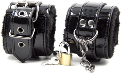 BadRoom Latex Iron chain and Copper lock cuffs Sirr