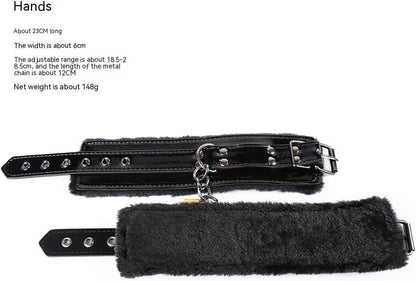BadRoom Latex Iron chain and Copper lock cuffs Sirr
