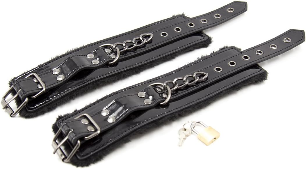 BadRoom Latex Iron chain and Copper lock cuffs Sirr