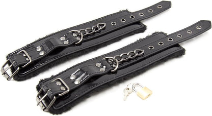 BadRoom Latex Iron chain and Copper lock cuffs Sirr