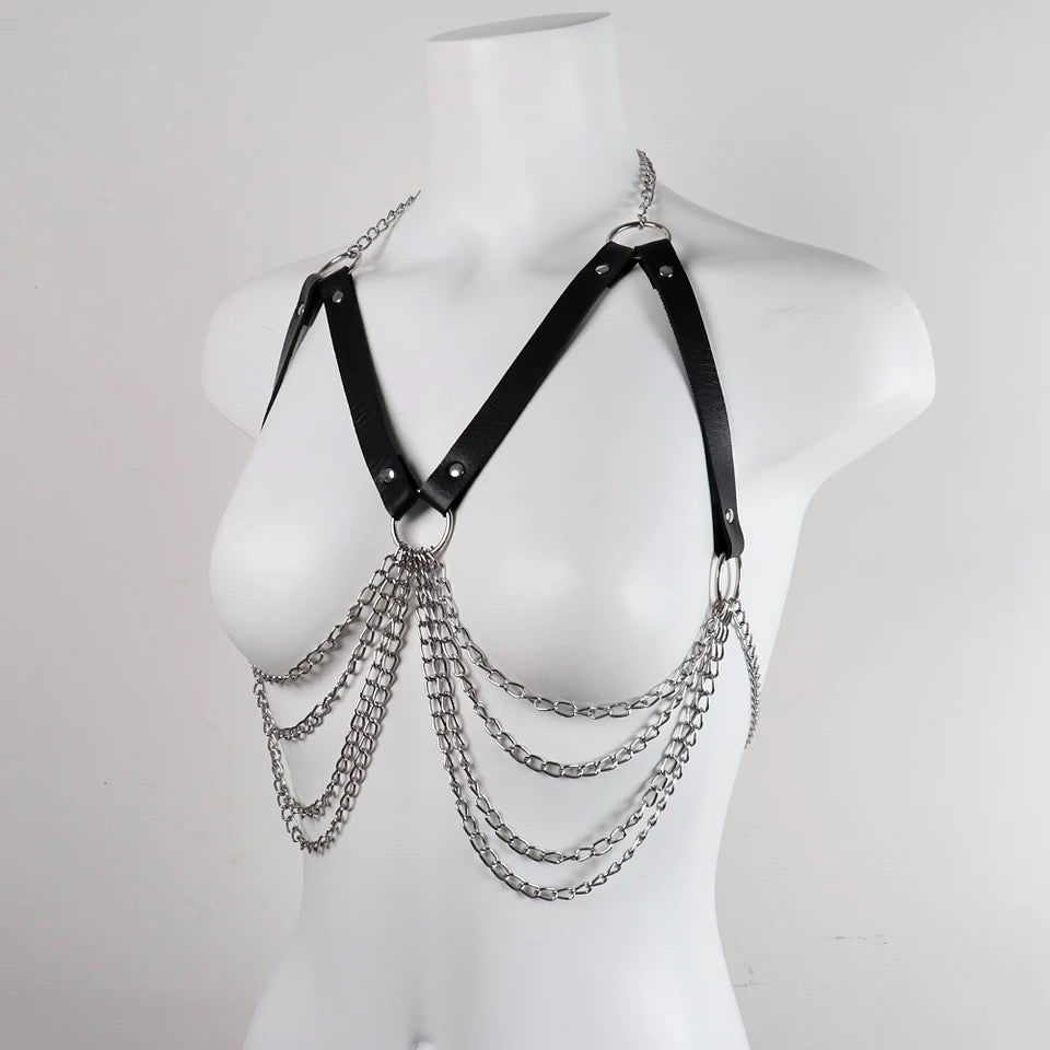 Sirrshop Handmade Rib Cage Harness, Gothic, Chains, Choker ,Adjustable, One size Sirr