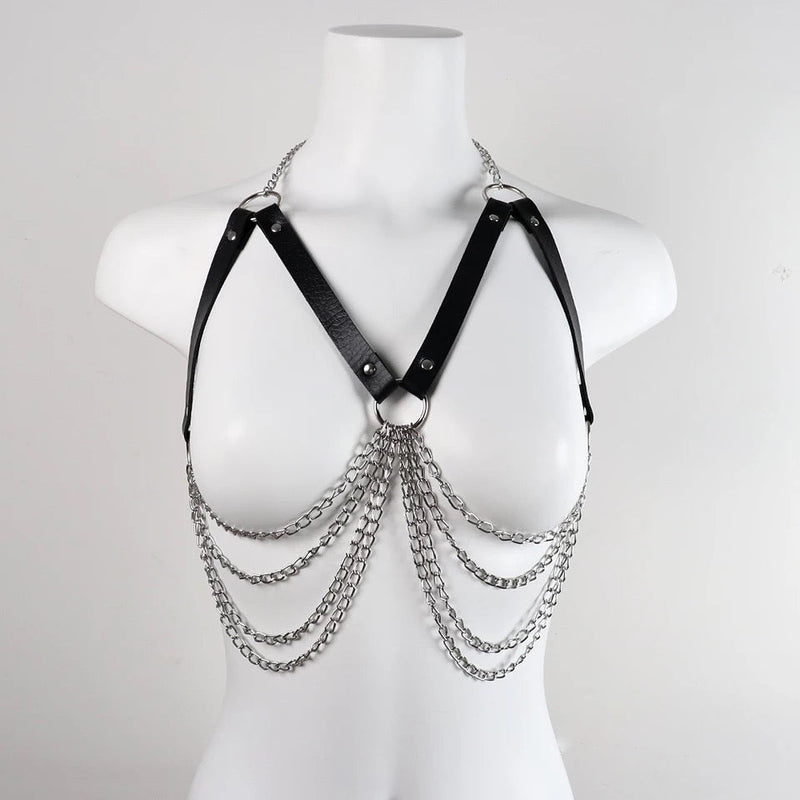Sirrshop Handmade Rib Cage Harness, Gothic, Chains, Choker ,Adjustable, One size Sirr