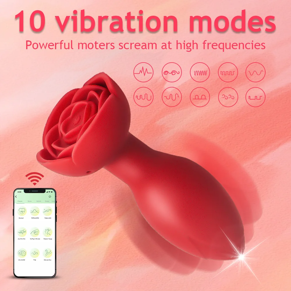 Sirrshop Rose plug, App control, 10 vibration modes, waterproof