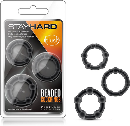 Blush Stay Hard Beaded Cock Rings in 3 Sizes