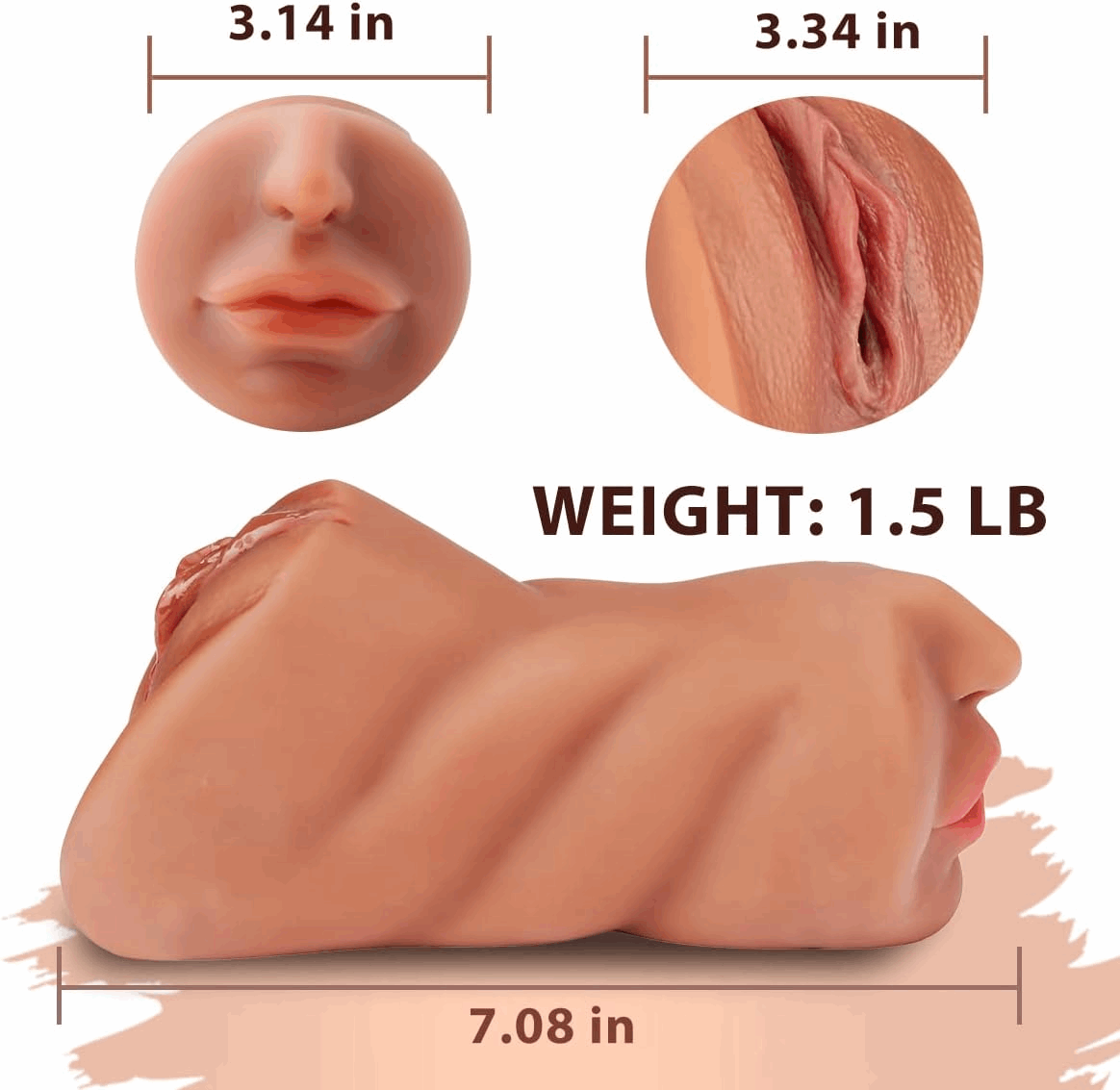 Sirrshop 3-in-1 Realistic Sex Doll, Oral, Vaginal, and Anal Masturbator