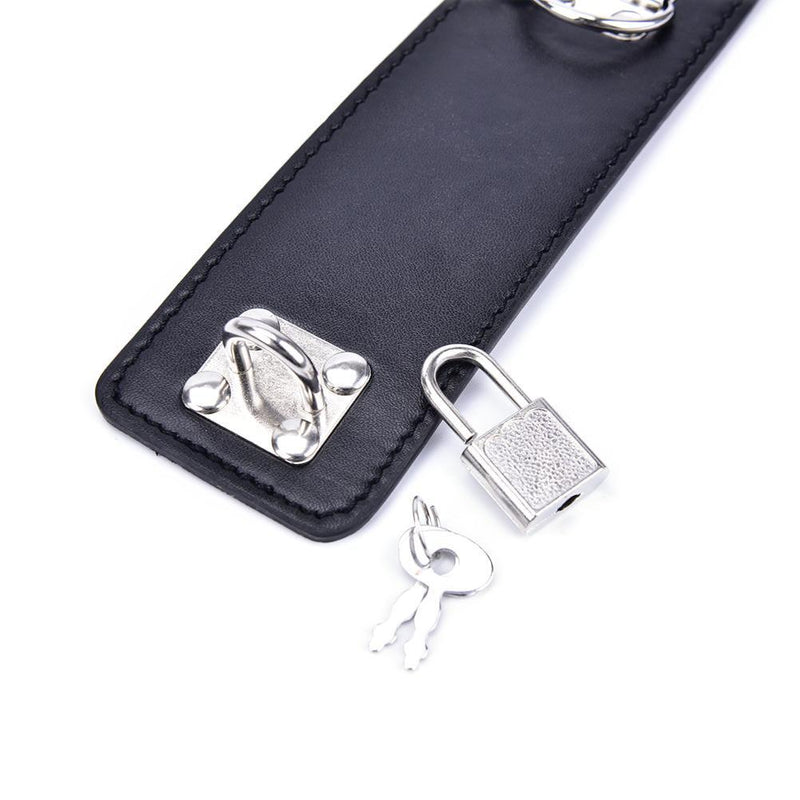 Sirrshop Spreader Bar, 4 Cuffs, Vegan Leather and Metal, with Locks, Red Sirr