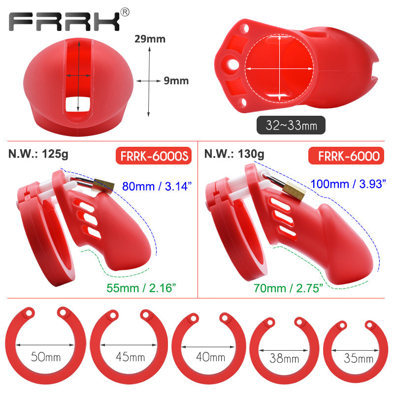 CB 600 CHASTITY SILICONE, Chastity Cage with lock, Adjustable Length, Flexible Sirr
