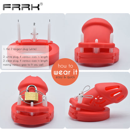 CB 600 CHASTITY SILICONE, Chastity Cage with lock, Adjustable Length, Flexible Sirr