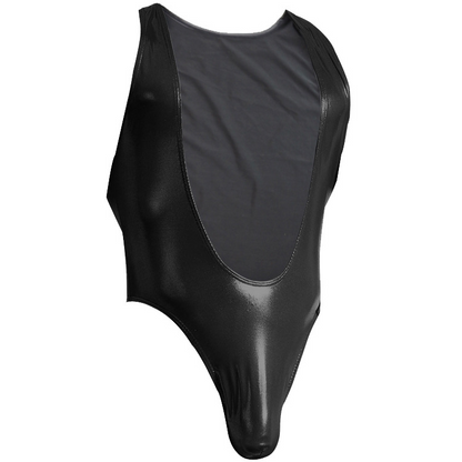 Sexy Mens One Piece Faux Leather Bodysuit