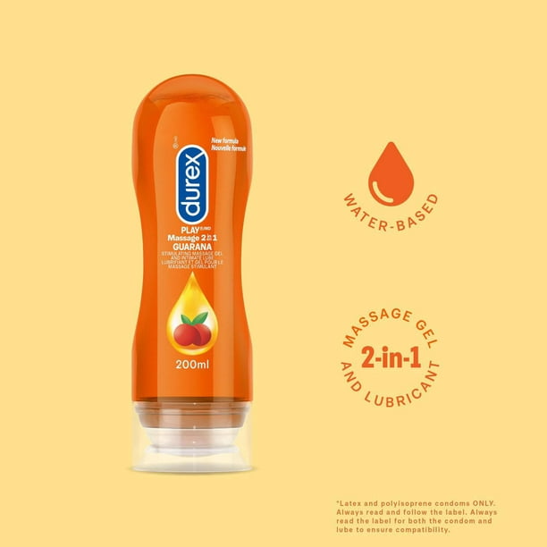Durex Play, 2-in-1 Massage Gel and Intimate Lubricant, with Guarana Extract, 200 mL Sirr
