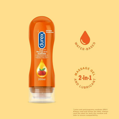 Durex Play, 2-in-1 Massage Gel and Intimate Lubricant, with Guarana Extract, 200 mL Sirr