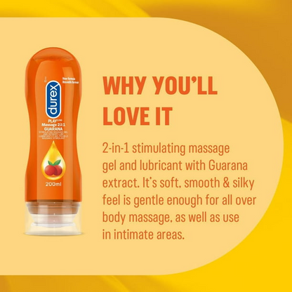 Durex Play, 2-in-1 Massage Gel and Intimate Lubricant, with Guarana Extract, 200 mL Sirr