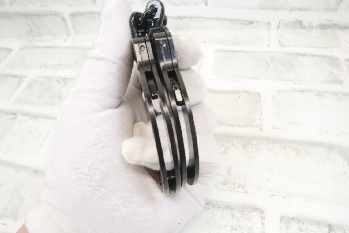 Unbreakable Black Matte Metal Black Double Lock Handcuff Comes with Two Keys Sirr