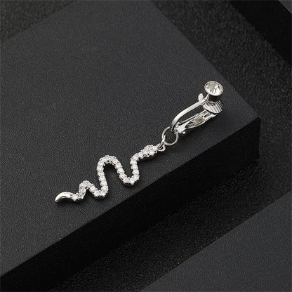 Clip On Fake Belly Piercing-Rhinestone and Zircon Snake Premium Design