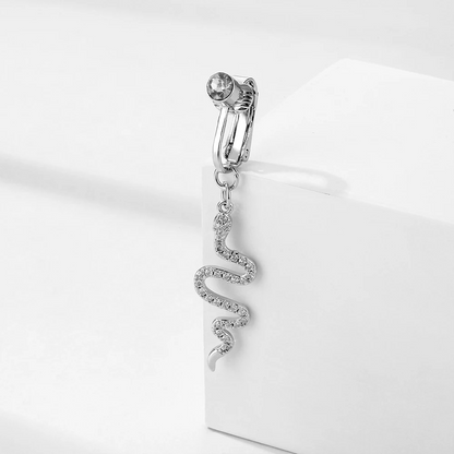 Clip On Fake Belly Piercing-Rhinestone and Zircon Snake Premium Design