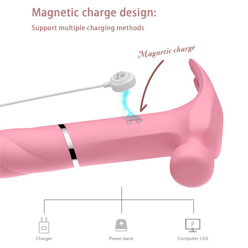 Sirrshop 3 in 1 Hammer Vibrator, Multiple Vibration Modes, Triple Stimulation, Waterproof