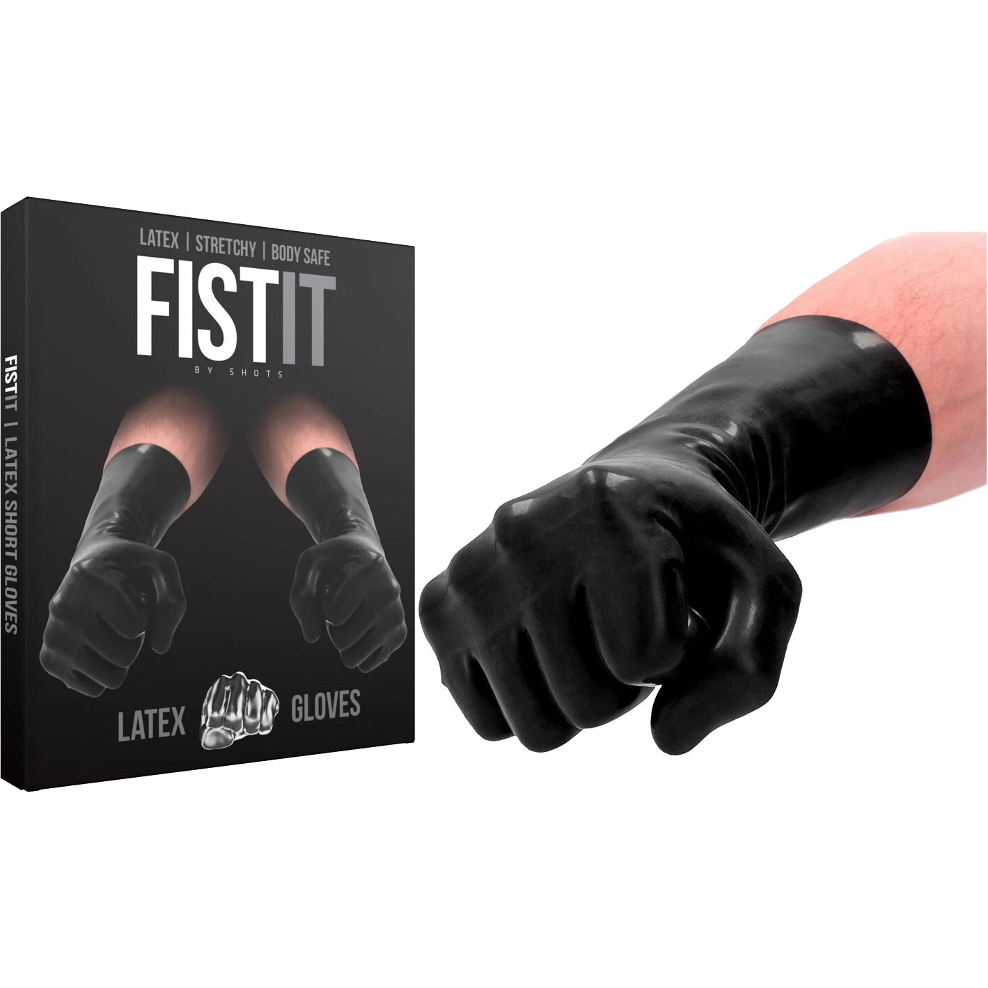 Fist It Unisex Short Latex Gloves – Black
