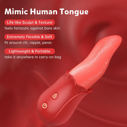 Tongue Addicted -Rose Realistic Silicone Tongue Licker Vibrator