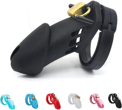 CB 600 CHASTITY SILICONE, Chastity Cage with lock, Adjustable Length, Flexible Sirr