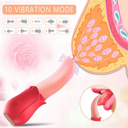 Tongue Addicted -Rose Realistic Silicone Tongue Licker Vibrator