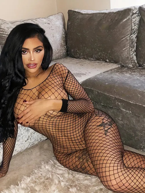 Pretty And Provocative Fishnet Bodystocking - Black Sirr