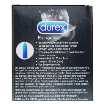 Durex Extra Time Condoms 10pcs