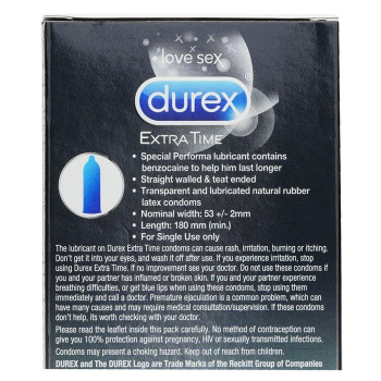 Durex Extra Time Condoms 10pcs Sirr