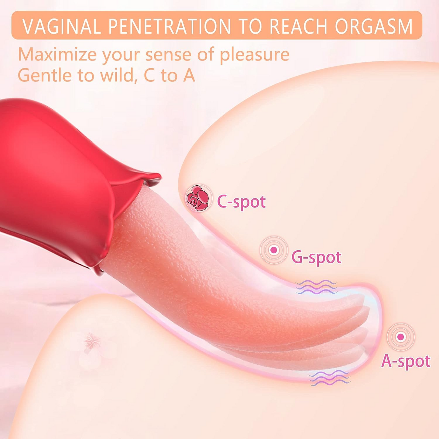 Tongue Addicted -Rose Realistic Silicone Tongue Licker Vibrator