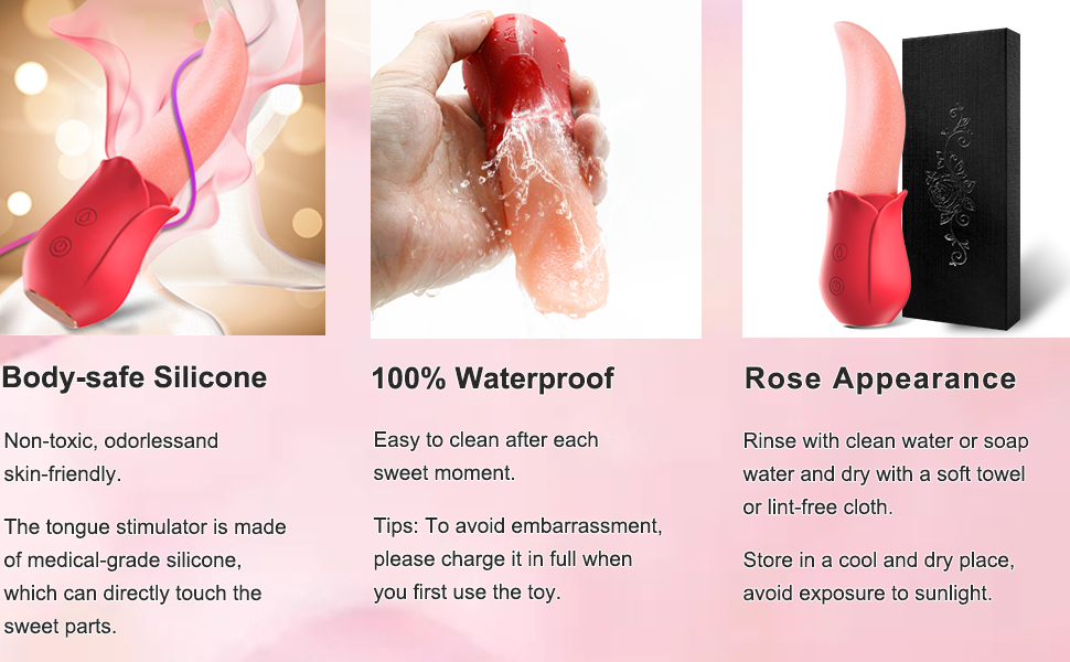 Tongue Addicted -Rose Realistic Silicone Tongue Licker Vibrator