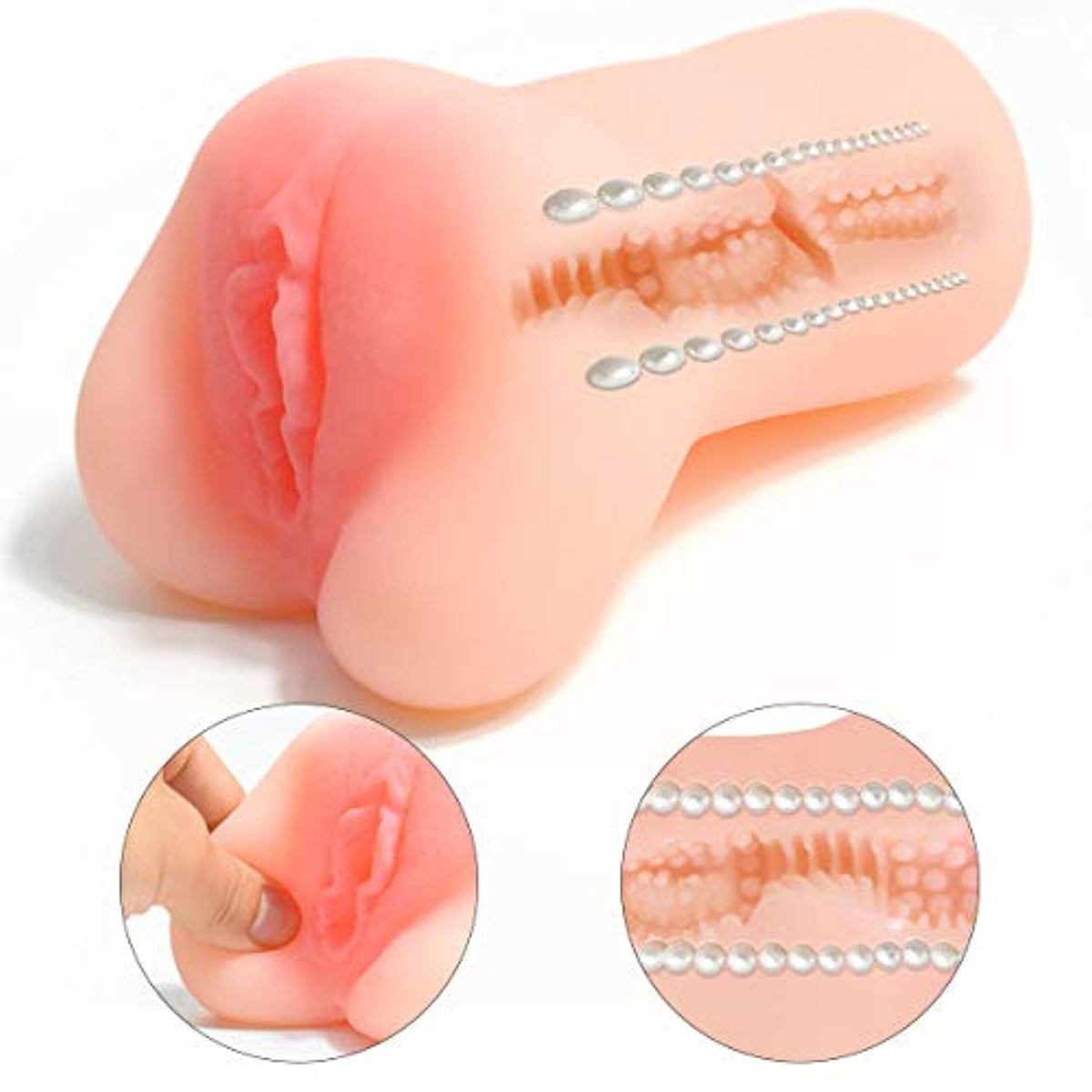 Sirrshop Pocket Vagina - Pink Pussy Toy, Built-in Stimulation Pearls Sirr